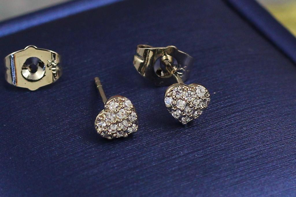 Серьги гвоздики Xuping Jewelry Сердечки из камней 6 мм Серебристый