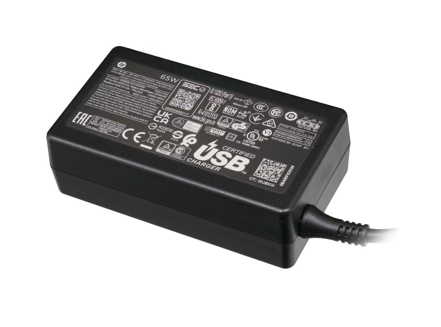 Адаптер для ноутбука HP 65W 5V-3A/9V-3A/12V-5A/15V-4,33A/20V-3,25A USB Type-C (TPN-CA21) - фото 5 Адаптер для ноутбука HP 65W 5V-3A/9V-3A/12V-5A/15V-4,33A/20V-3,25A USB Type-C (TPN-CA21) - фото 5