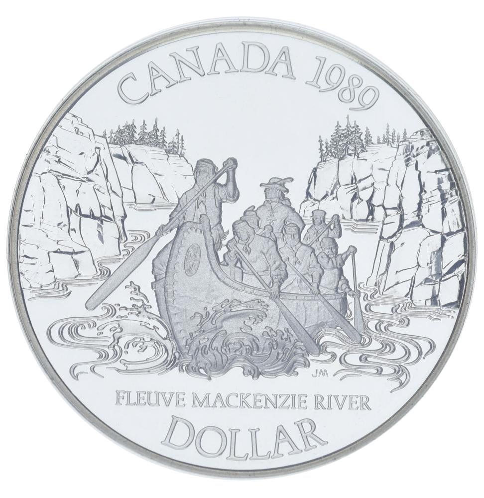 Колекційна монета Канада 1 долар 1989 Proof Річка Макензі Ag 500/23,32 г (М23708)