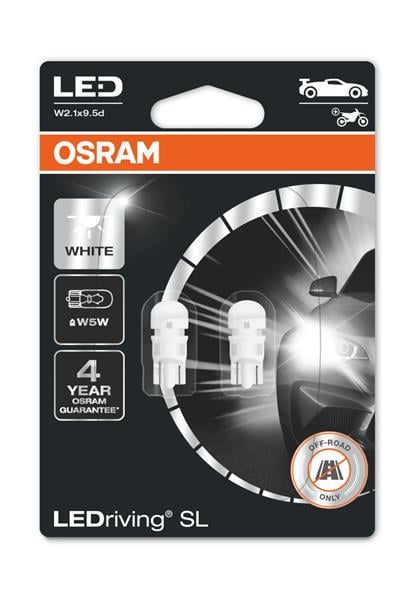 Автомобільна лампа Osram 2825DWP-02B LED 2 шт. W5W W2,1x9,5d 12 В 0,8 Вт 6000 K 2 шт. (10286947)
