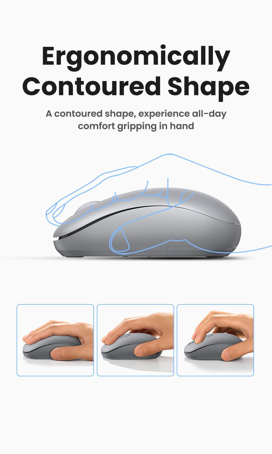 Мышь беспроводная Ugreen 2.4 ГГц DPI 2400 Серый (90669) - фото 6