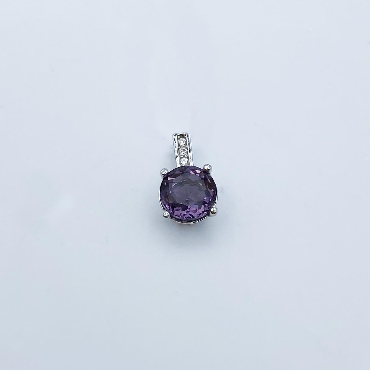 Серебряный кулон с аметистом и кубическим цирконием 1,4 г (2182227865)