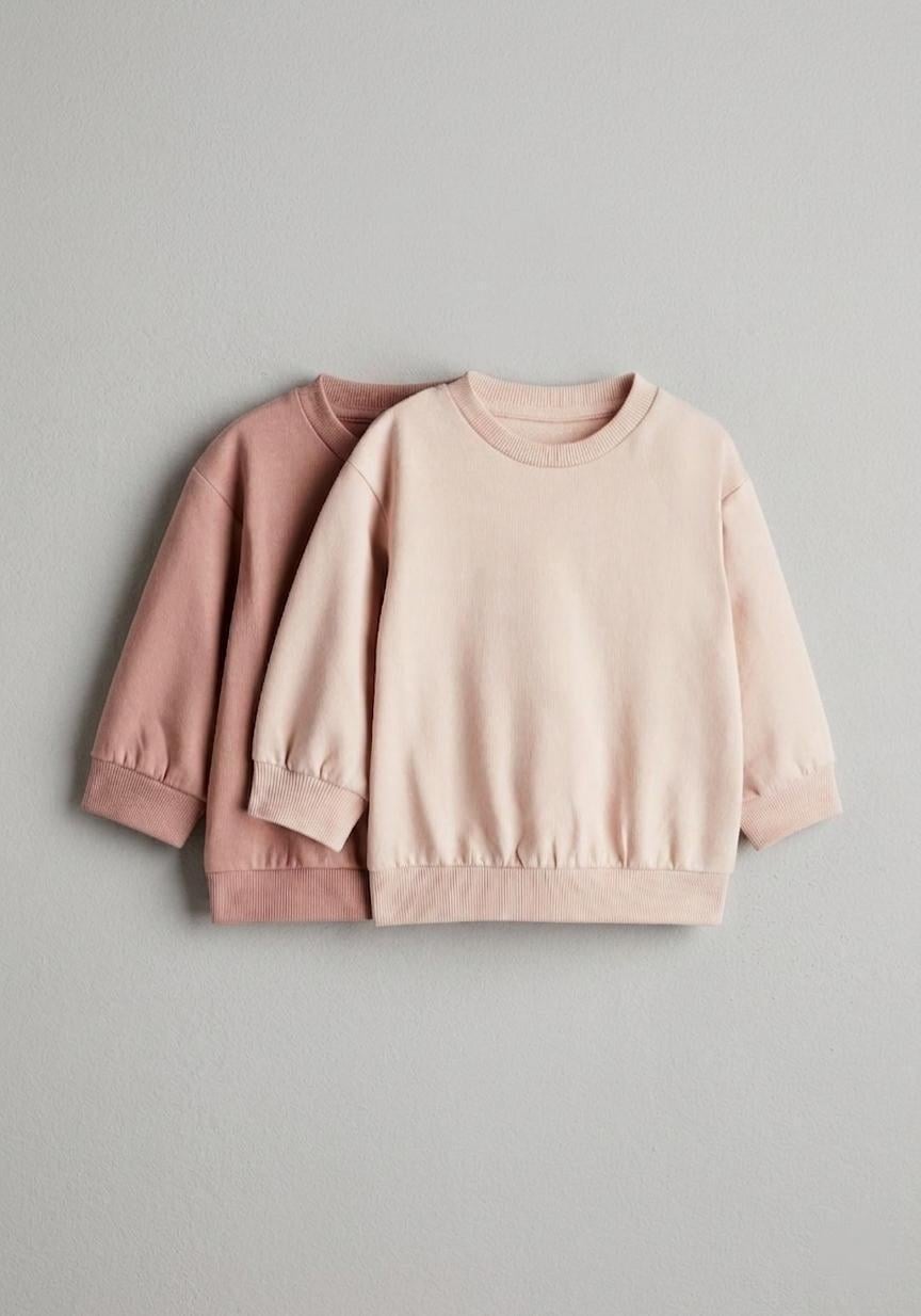 Комплект дитячих світшотів для дівчинки H&M 104 см 2 шт. Пудровий/Кавовий (25101501B)