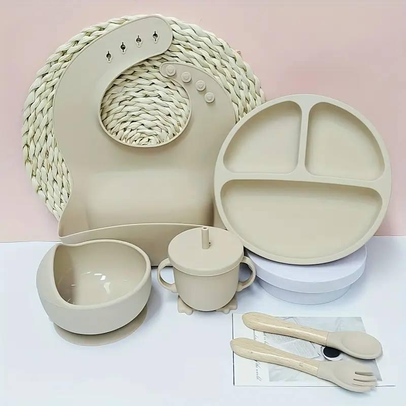 Набір дитячого посуду для першого прикорму 6 предметів Бежевий (0016)