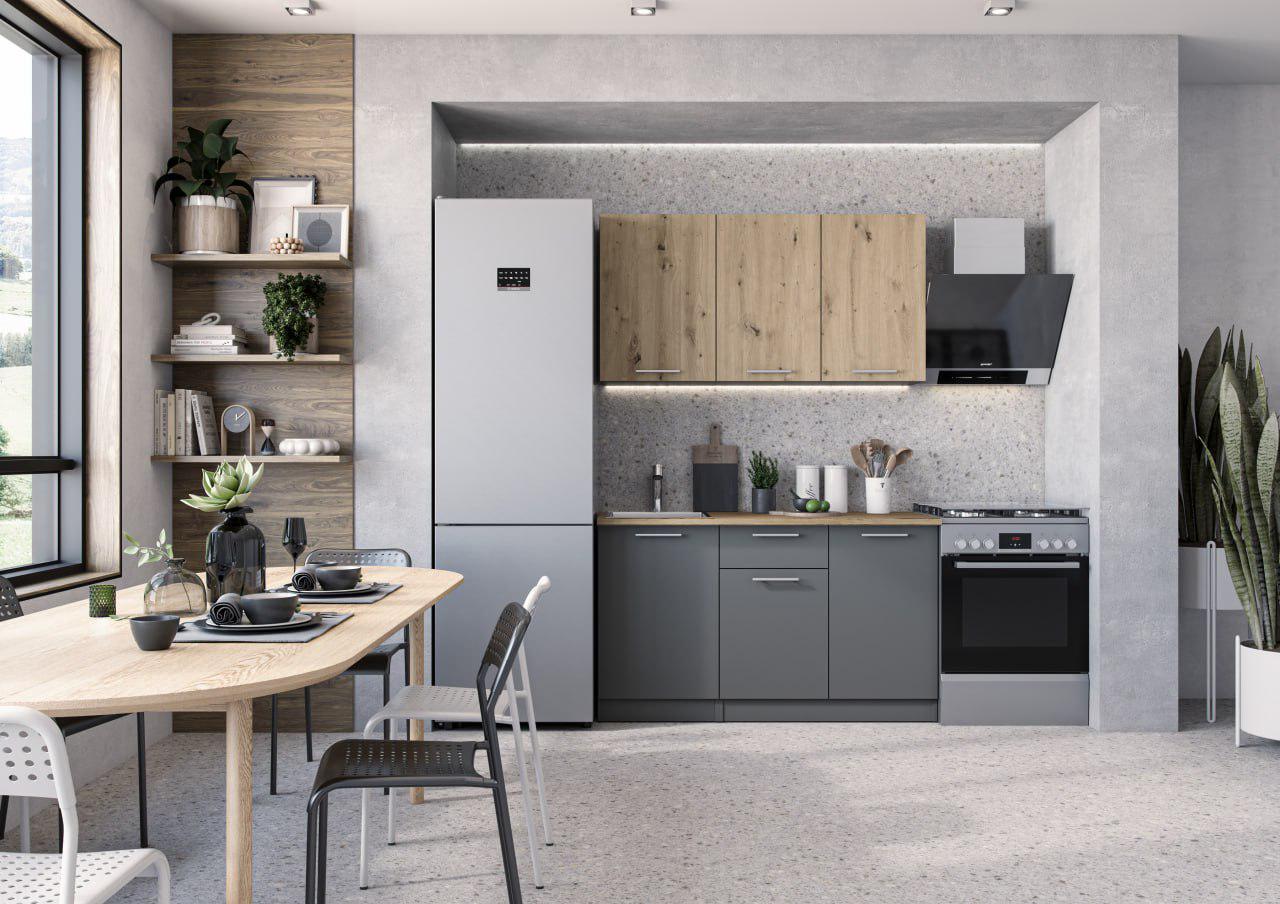 Кухня Win Мебель Талия со столешницей 1,4 м Графитовый/Дуб Артизан (27721960)
