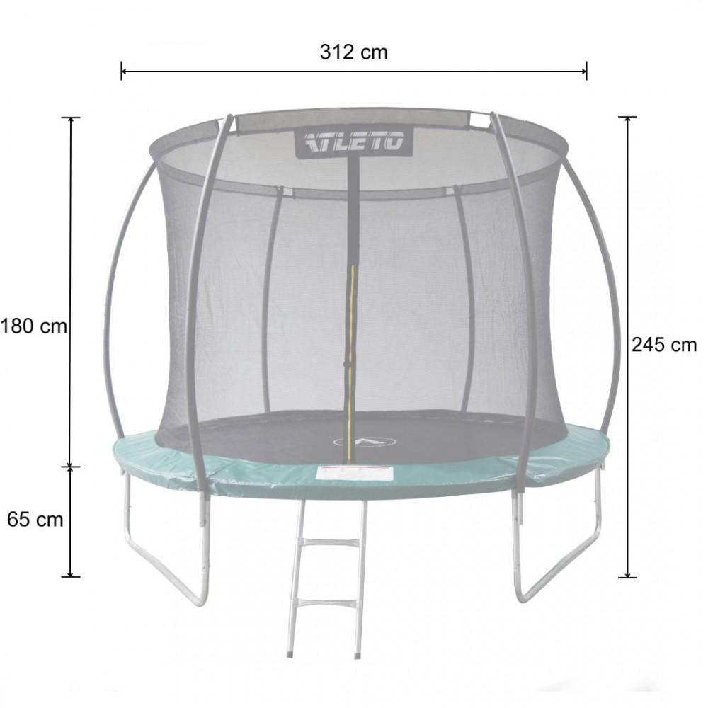 Батут Atleto 312 см з внутрішньою сіткою та драбинкою Зелений (29-76-21000503) - фото 6