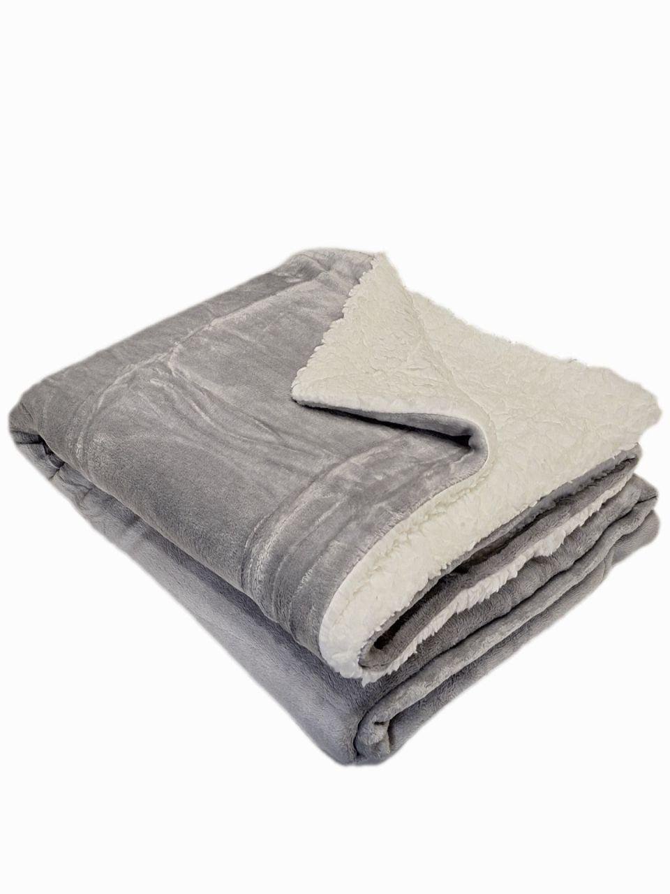 Плед двухсторонний на овчине MIULEE 150x200 см Серый с белым (1350) - фото 1 Плед двухсторонний на овчине MIULEE 150x200 см Серый с белым (1350) - фото 1