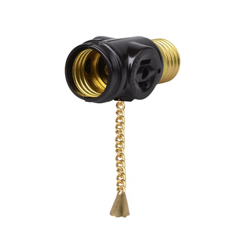 Адаптер со шнурковым выключателем E27 PN-1S Black (135299)