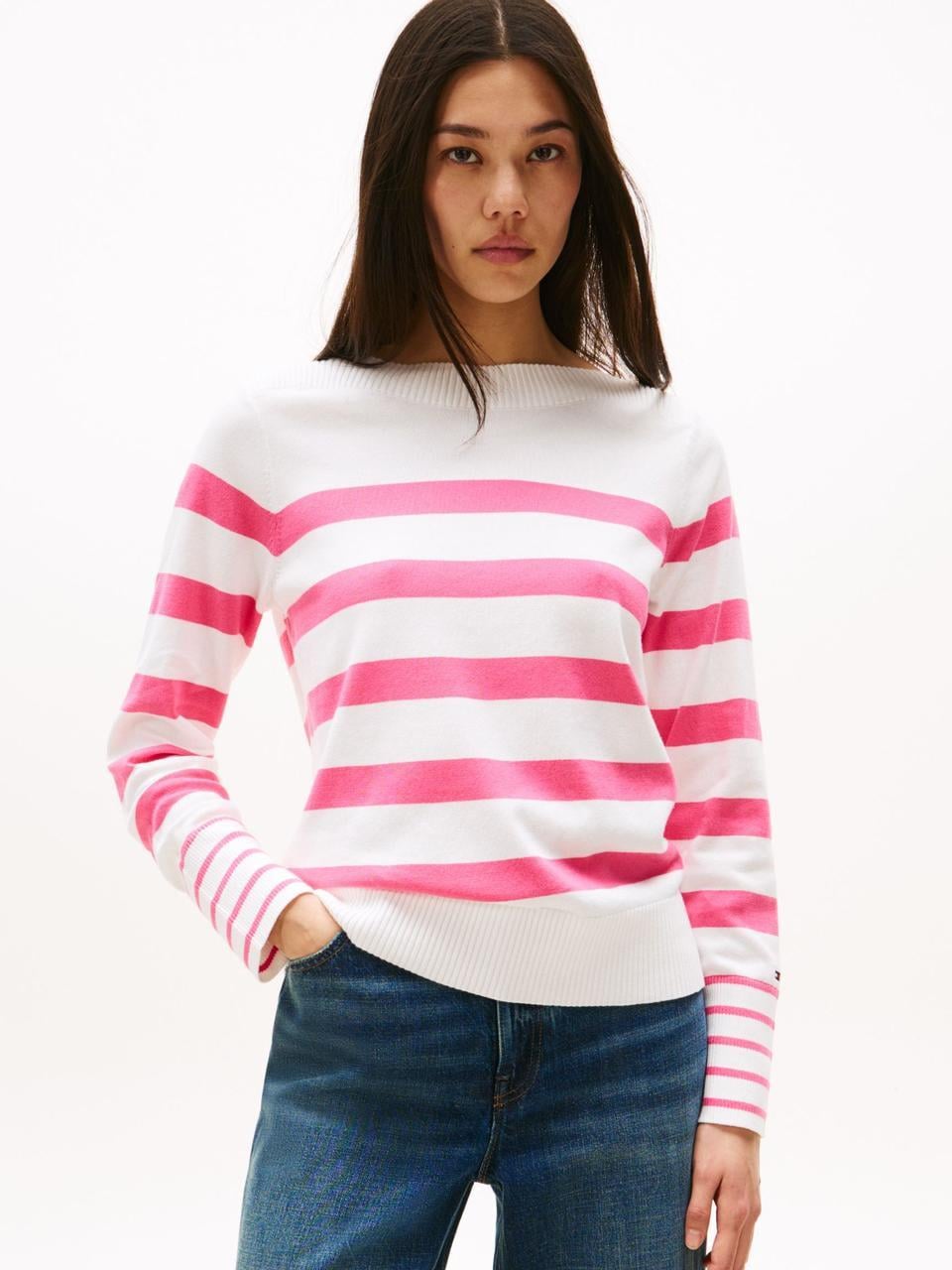 Свитер женский Tommy Hilfiger Stripe Boatneck Sweater S Белый (2770356539)