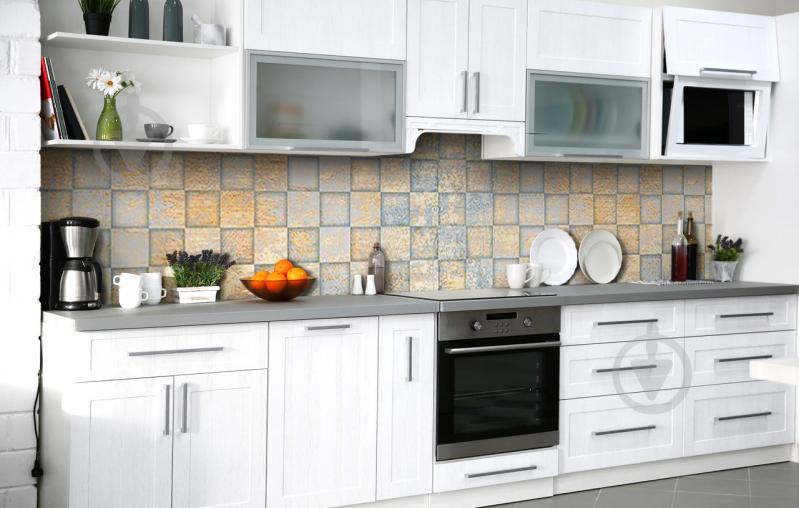 Скинали на кухню Zatarga «Патина зеркальной плитки» 650х2500 мм виниловая 3Д наклейка кухонный фартук