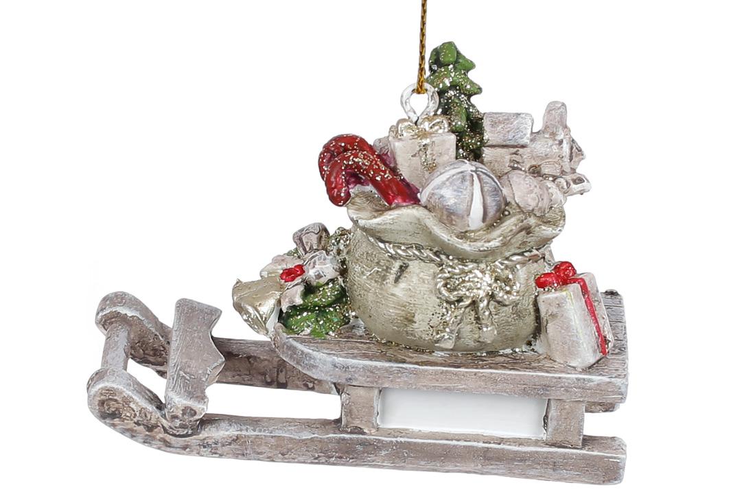 Декоративная фигурка на подвесе BonaDi Санки с подарками 7,5 см (K07-102)