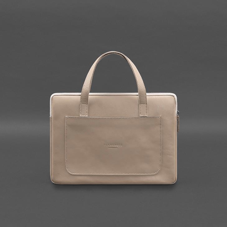 Чехол кожаный с ручками для ноутбука 13" Светло-бежевый (A-028219) - фото 4