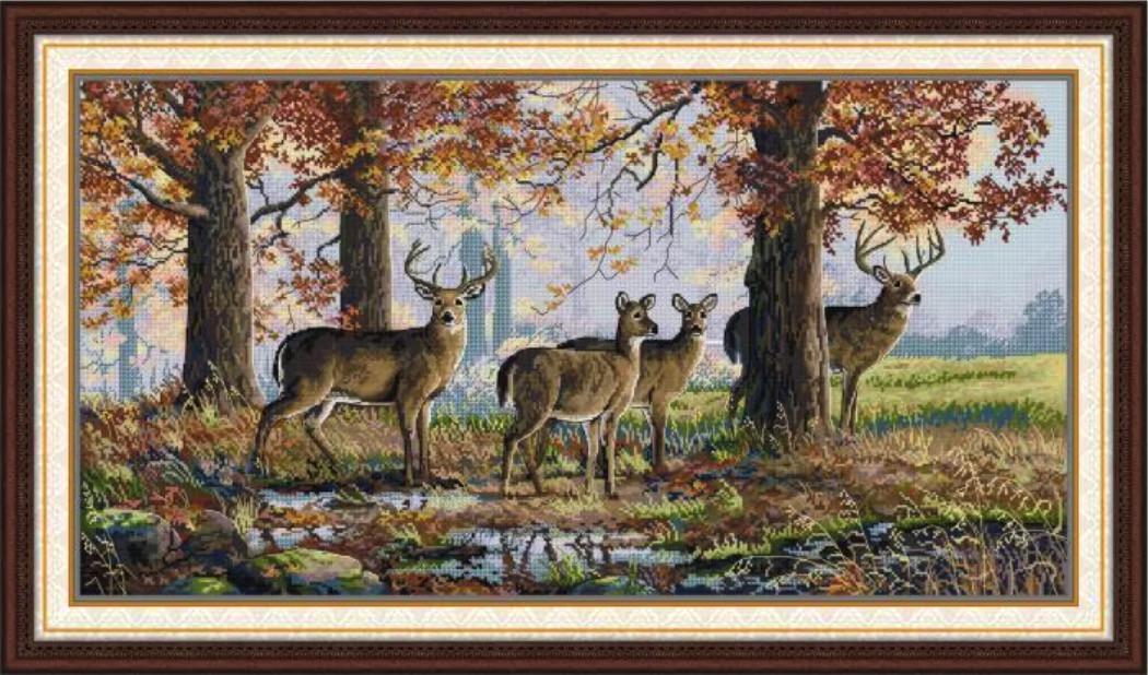 Набор для вышивания крестиком Under the oaks Aida 14 с нанесенной схемой 77х44 см (2449242196)