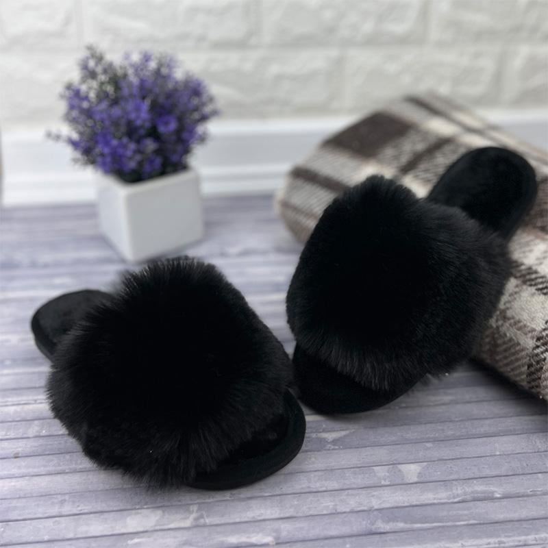 Домашні тапочки жіночі Е-006098-1 пухнасті 24,5-25 см p. 38-39 Чорний (86865494)