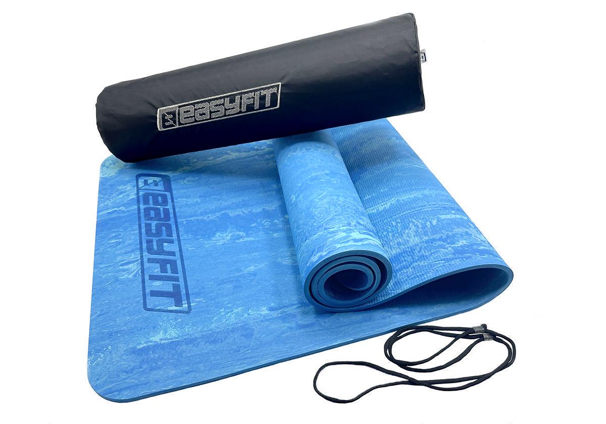 Коврик для йоги и фитнеса EasyFit PER Premium Mat с чехлом 8 мм Синий (EF-1930s-1-BL)