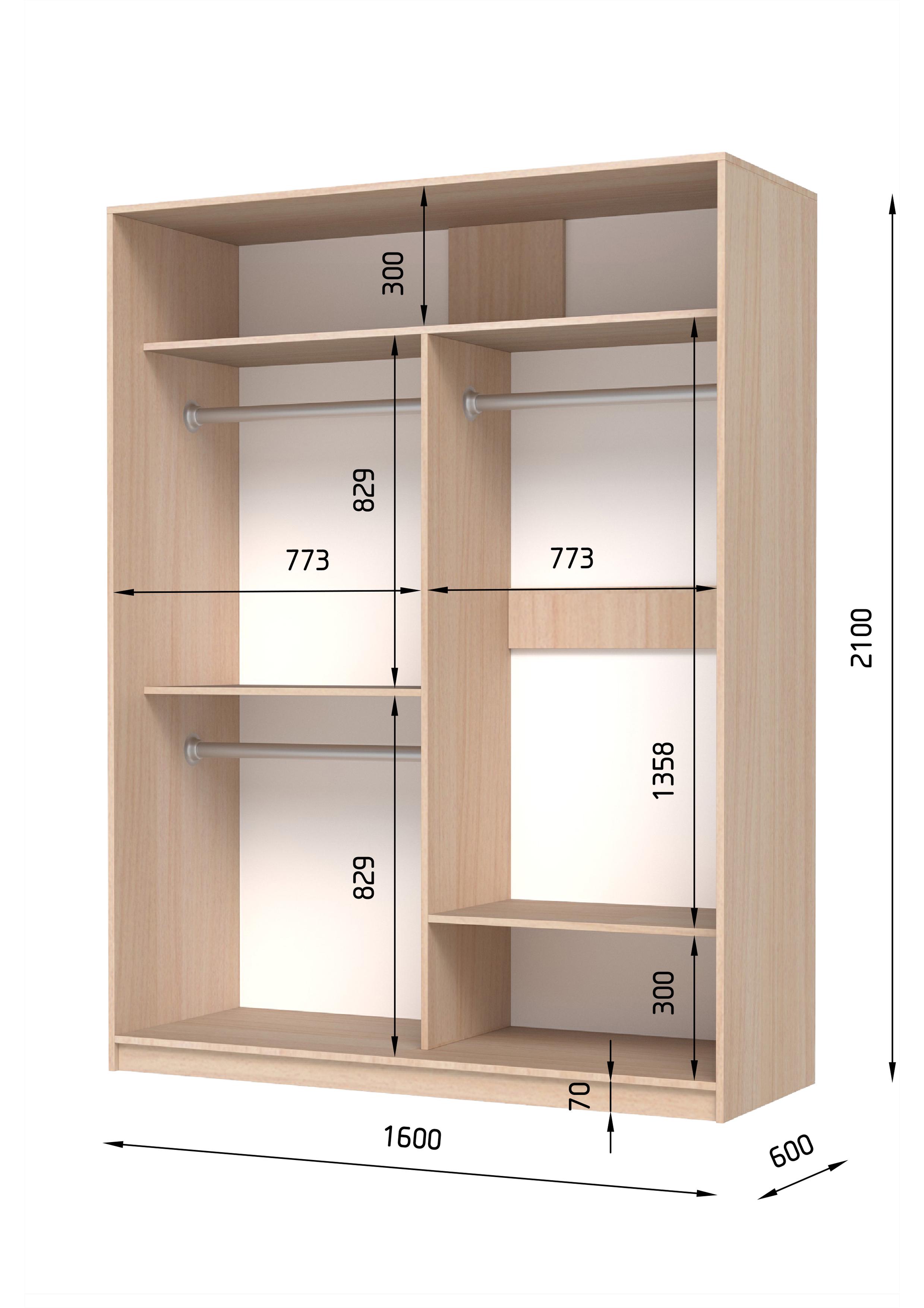 Шафа-купе дводверна SENAM E-Line ДСП 160х60х210 см Сатин - фото 3