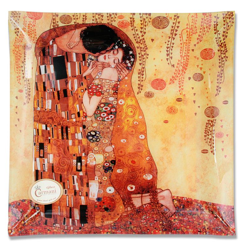 Тарелка стеклянная Carmani Г. Климт Поцелуй 30х30 см (198-1151)