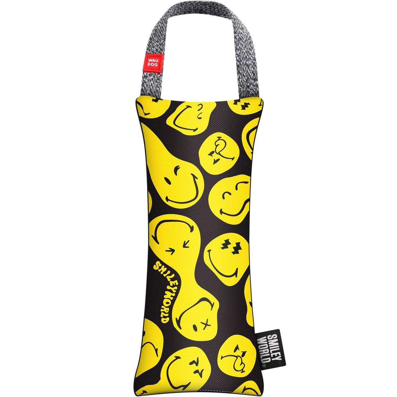 Іграшка для собак Waudog Fun з пискавкою малюнок "Смайли на чoрному" 11x26 см (631-0181)