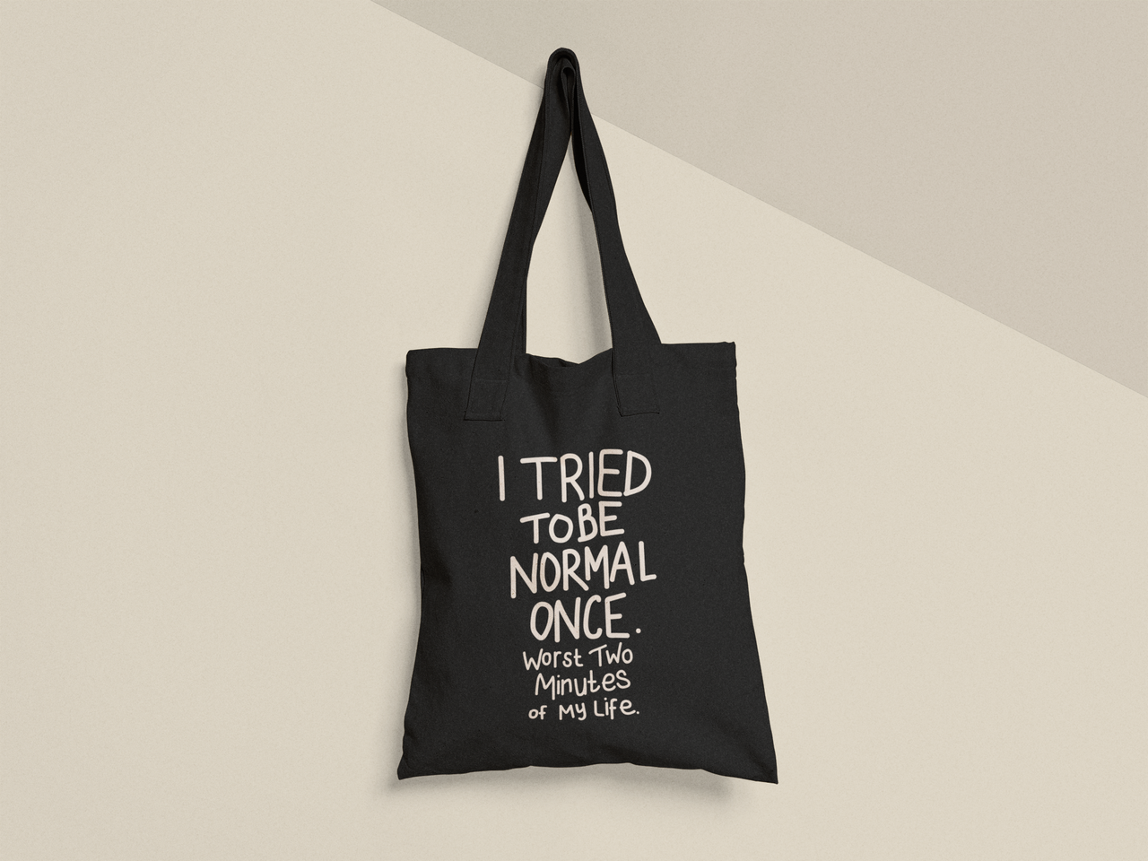 Эко-сумка шоппер с принтом "I tried to be normal" 38х40 см Черный (ПН424-Т1)