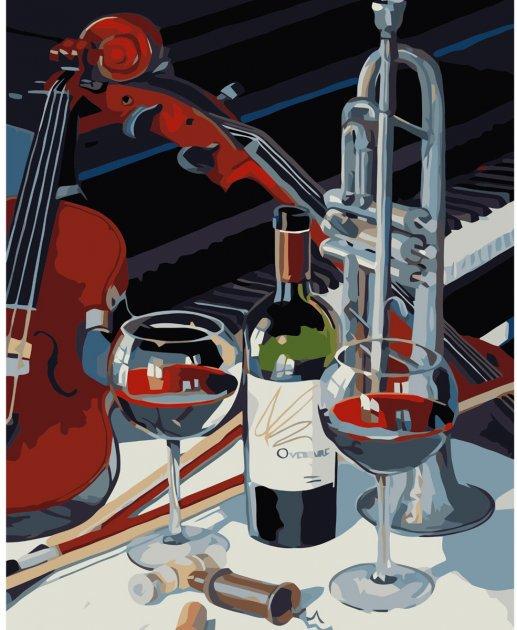 Картина по номерам Strateg Вино под музыку с лаком и уровнем 40x50 см (VA-3585)