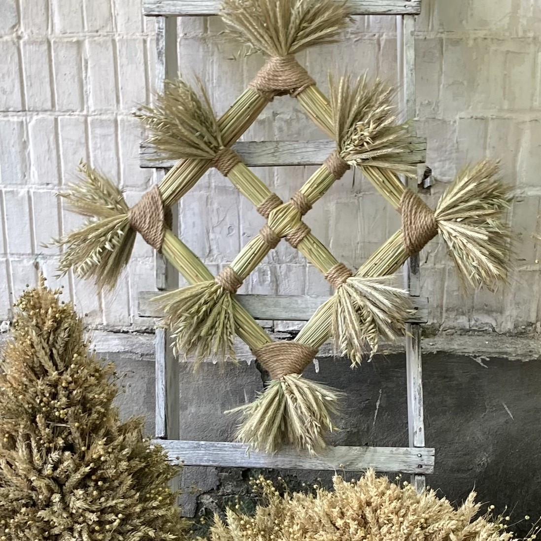 Декоративное настенное интерьерное панно из колосков 40х40 см (1971751252)