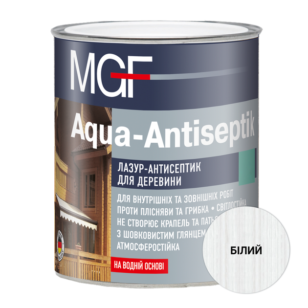 Лазур-антисептик MGF Aqua-Antiseptik 0,75 л Білий (15169)