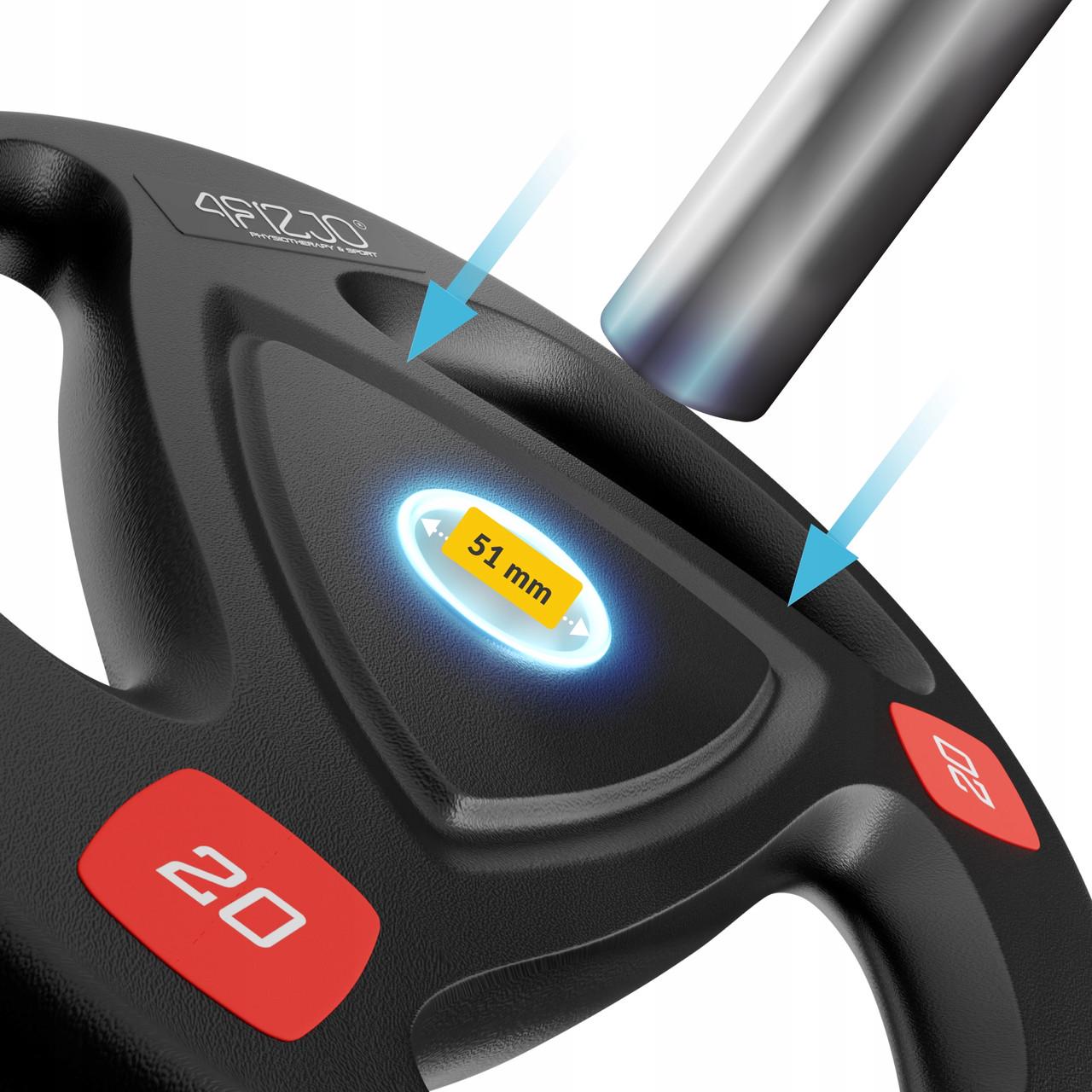 Диск олімпійський 4fizjo металевий прогумований 20 кг 51 мм Black (P-5905973401296) - фото 2