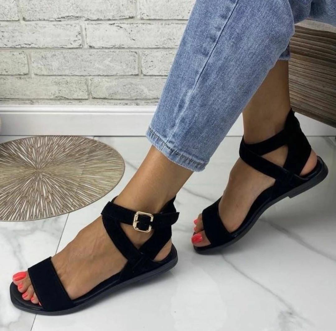 Босоножки женские замш р. 41/26,5 см Черный (30856)