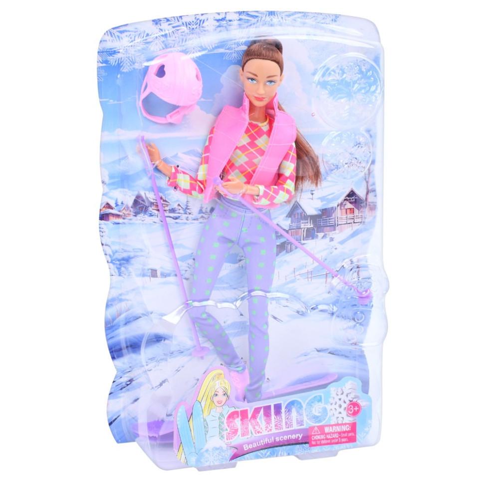 Кукла лыжница Defa шарнирная 29 см Розовый (IL-188-L-105)