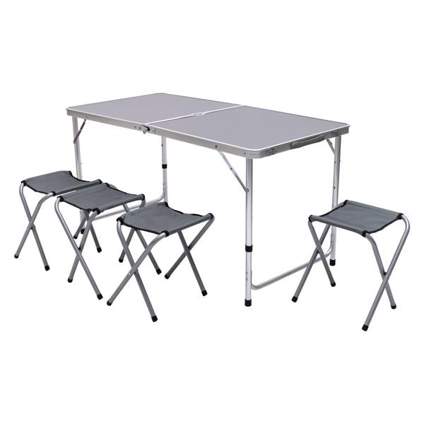 Набор кемпинговый раскладной JY-12060G стол/4 стула для пикника/рыбалки/отдыха/туризма Серый (7862)