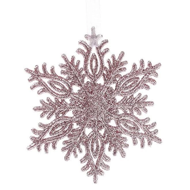 Новорічна підвіска Сніжинка 12 см Рожевий (13013)