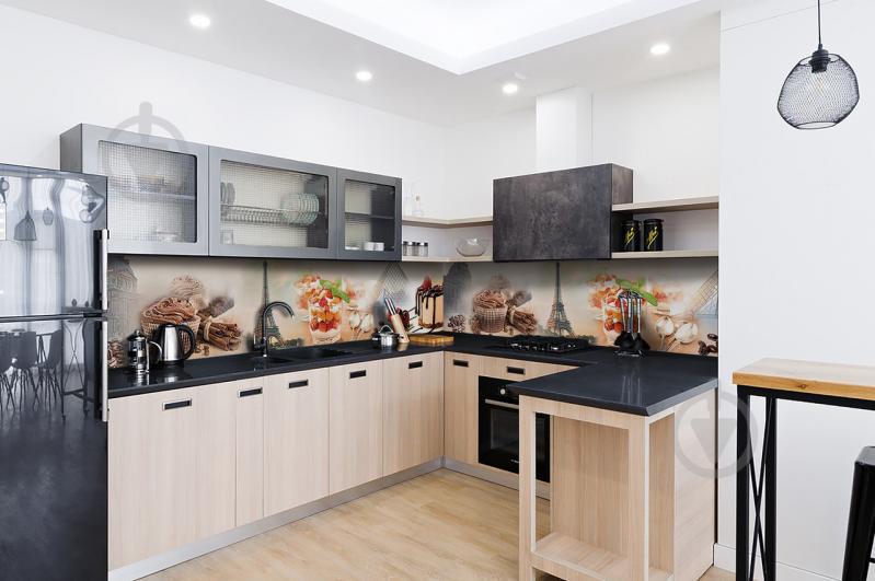 Скинали на кухню Zatarga «Сладости в Париже 02» 650х2500 мм виниловая 3Д наклейка кухонный фартук Z180365/1