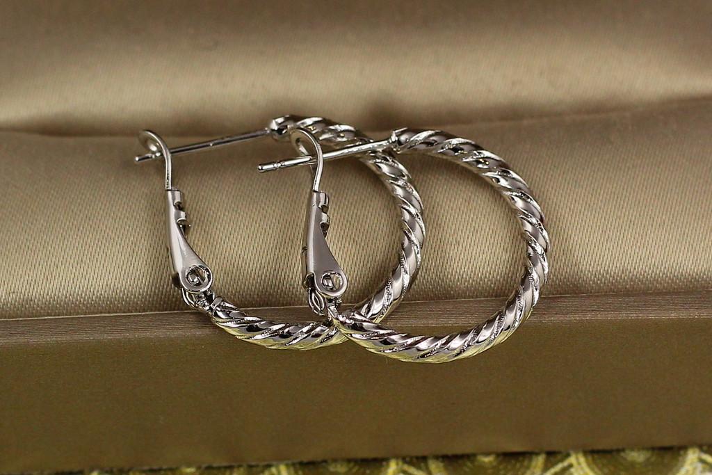 Серьги кольца Хuping Jewelry Крученный жгут 2 см Серебристый (2145688053)