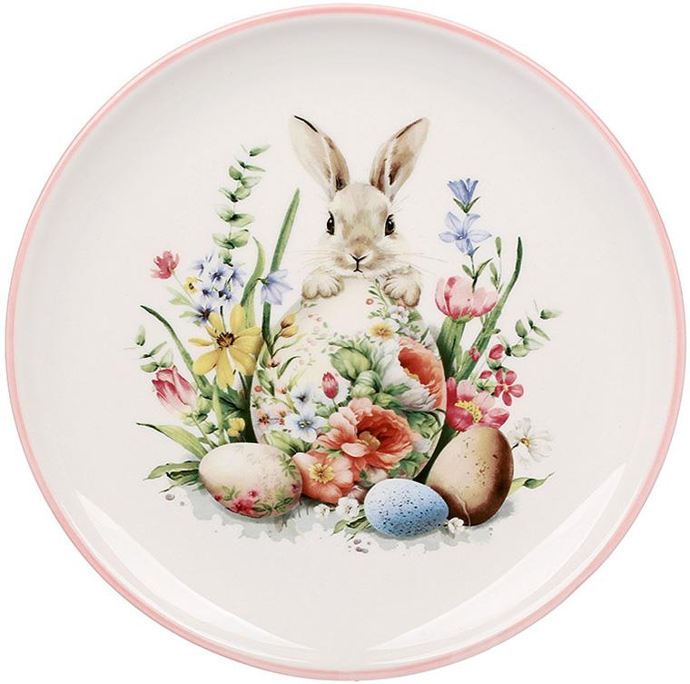 Тарелка керамическая Пасха Кролик в Цветах 20 см