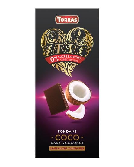 Шоколад чорний без цукру, без глютену TORRAS 67 Zero Coco з кокосом 47%, 125 г (13344286)