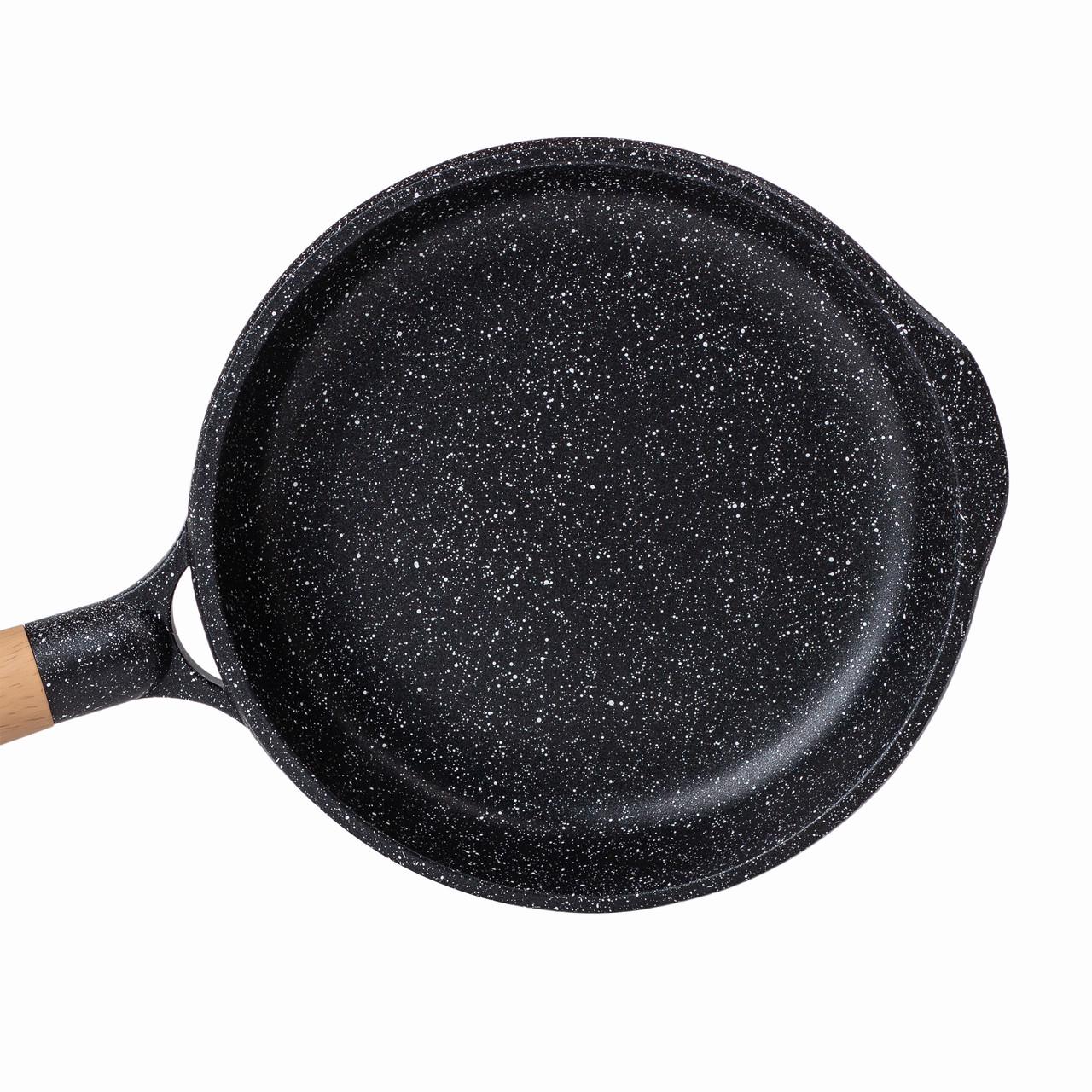 Сковорода з антипригарним мармуровим покриттям та кришкою 22 см Чорний (2358506302) - фото 2 Сковорода з антипригарним мармуровим покриттям та кришкою 22 см Чорний (2358506302) - фото 2