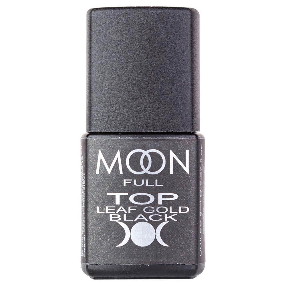 Топ для гель-лака с поталью Moon Full Top Leaf Gold Black без липкого слоя 8 мл