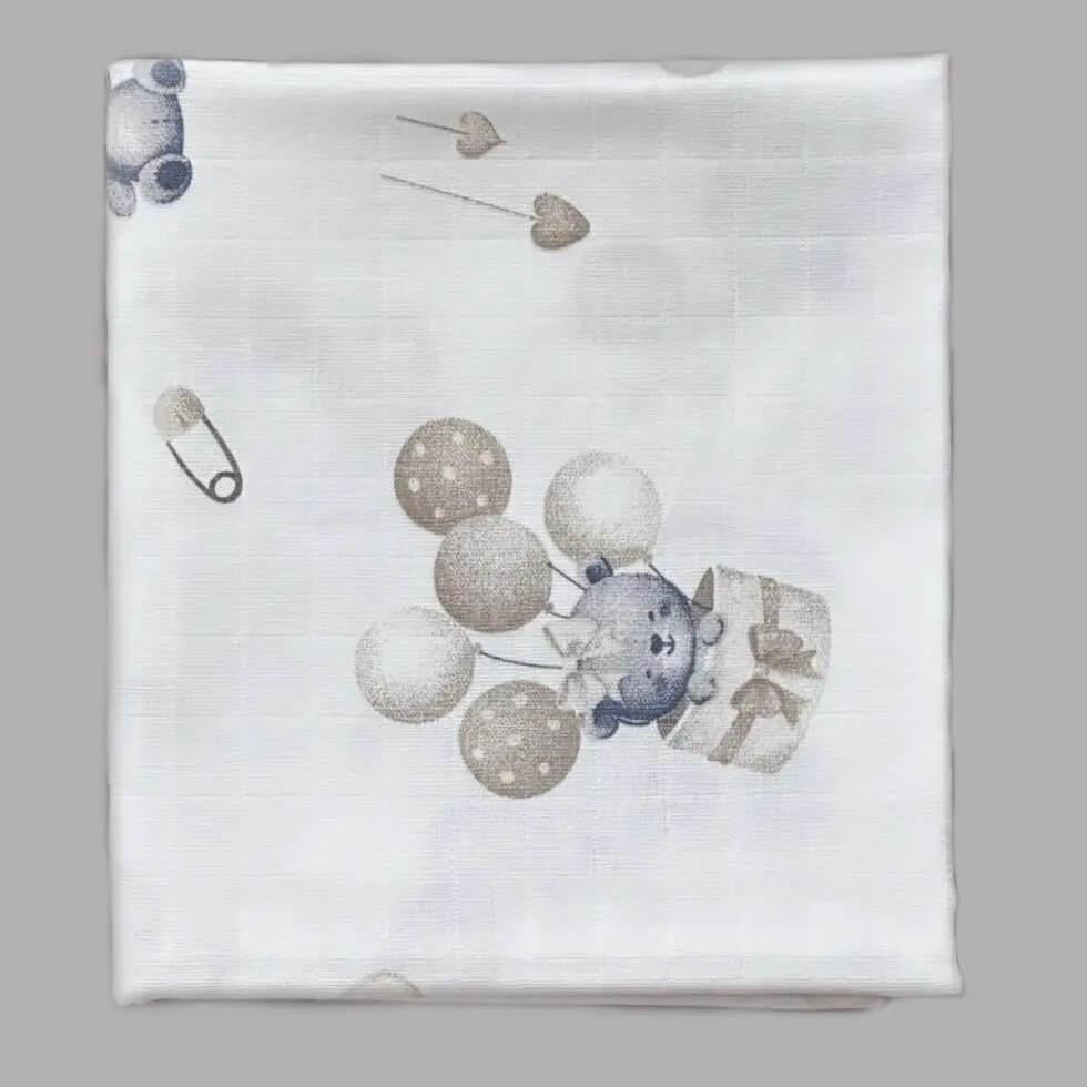 Пелюшка дитяча BST двошарова муслінова 90х80 см Бежевий/Молочний (866ea359)