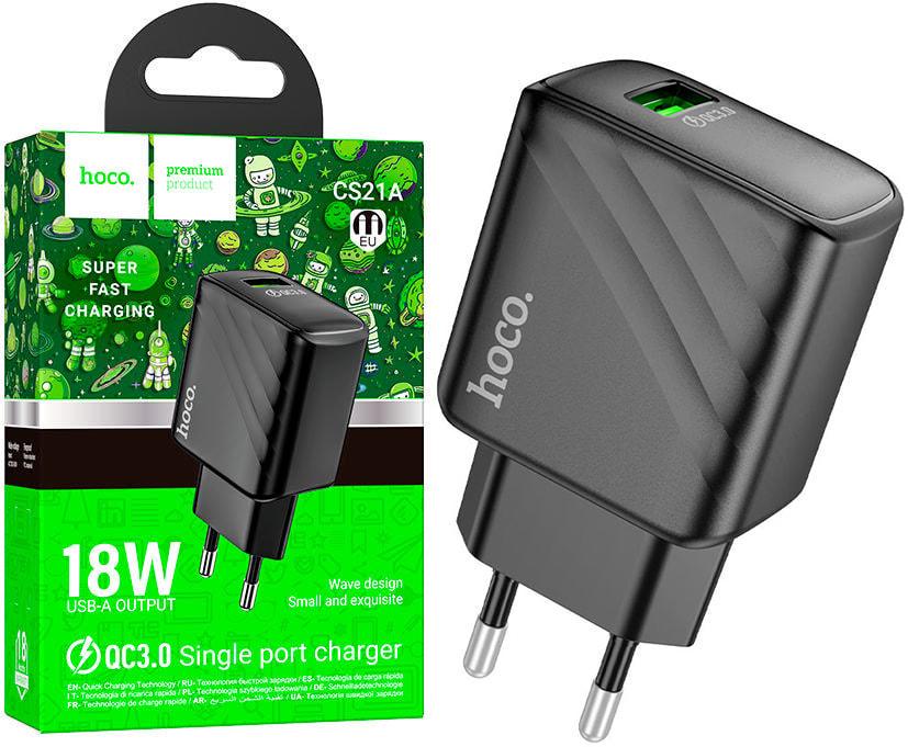 Зарядка быстрая Hoco CS21A QC3.0 USB 18W Black (36793) Зарядка быстрая Hoco CS21A QC3.0 USB 18W Black (36793)