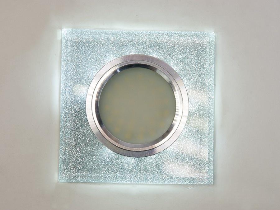 Точечный светильник квадратный Diasha с LED подсветкой Серебристый (6017FS)