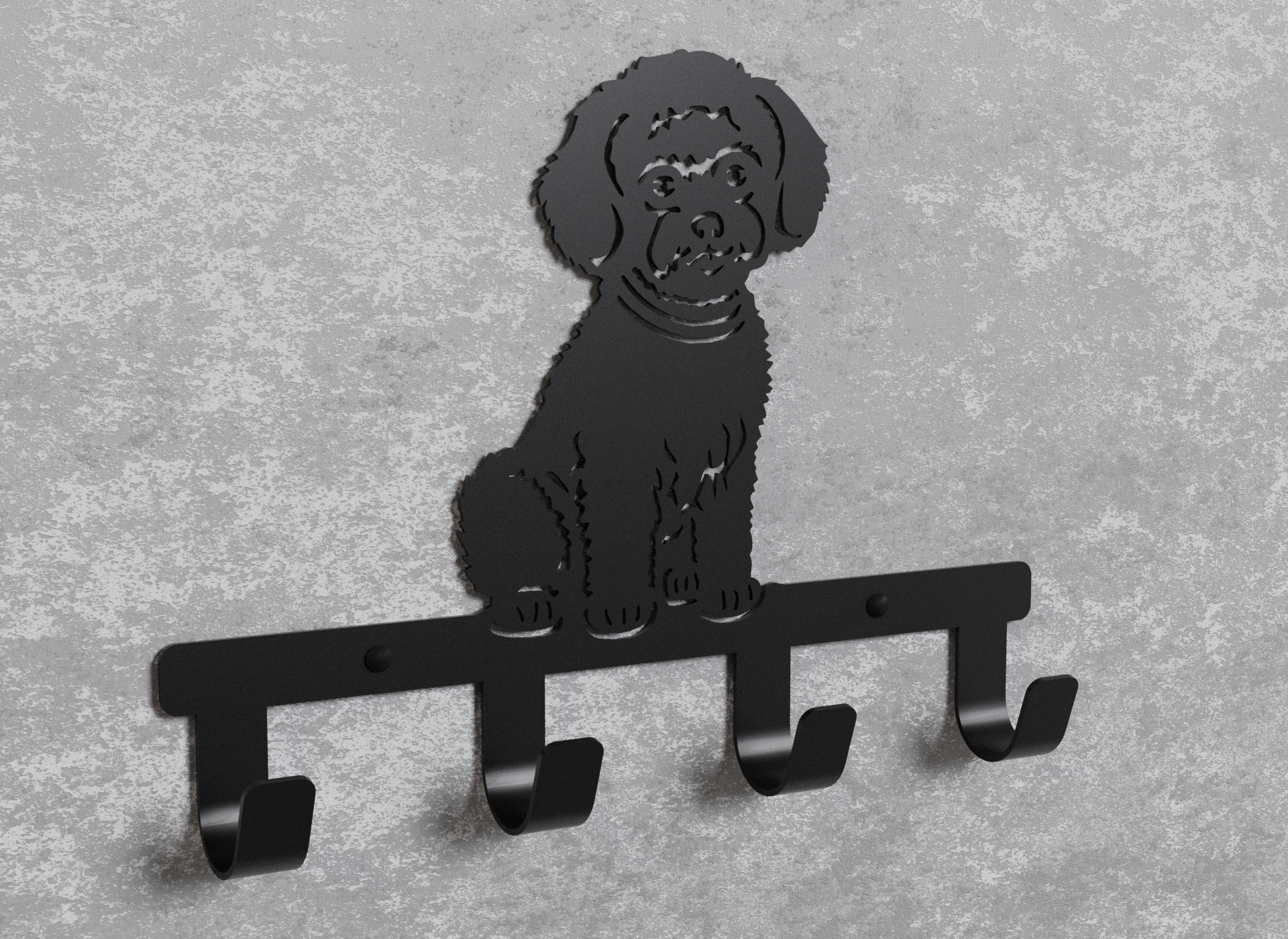 Вішалка настінна Loft-Craft Бішон фрізе з металу Чорний (AM-012-bk) - фото 2 Вішалка настінна Loft-Craft Бішон фрізе з металу Чорний (AM-012-bk) - фото 2