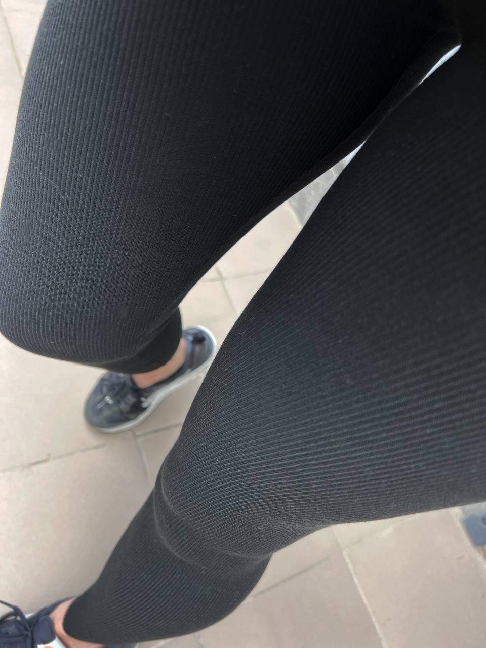 Лосины женские A-N 9608 из хлопка мелкий рубчик широкий пояс с вышивкой OS Черный (1610) - фото 5 Лосины женские A-N 9608 из хлопка мелкий рубчик широкий пояс с вышивкой OS Черный (1610) - фото 5