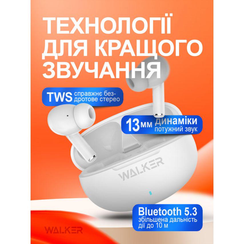 Наушники Bluetooth WALKER WTS-60 ENC White - фото 4