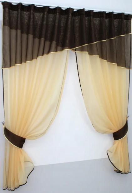 Занавеска на кухню/балкон из шифона 270х170 см Янтарный/Венге (091к) - фото 2 Занавеска на кухню/балкон из шифона 270х170 см Янтарный/Венге (091к) - фото 2