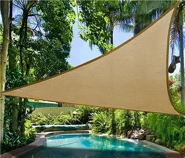 Тент від сонця трикутник 4х5х6,4 м Бежевий - фото 2 Тент від сонця трикутник 4х5х6,4 м Бежевий - фото 2