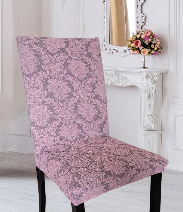 Чехол натяжной на стул GOSPO жаккард Розовый (2268849243) - фото 2