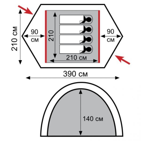 Палатка Tramp Rock 4 V2 (TRT-029-grey) - фото 2