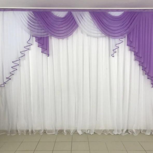 Ламбрекен на карниз в гостиную/спальню шифон 3 м Сиреневый (352)