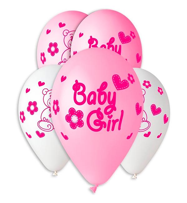 Воздушные шарики Baby girl натуральный латекс Ø 30 см 10 шт.