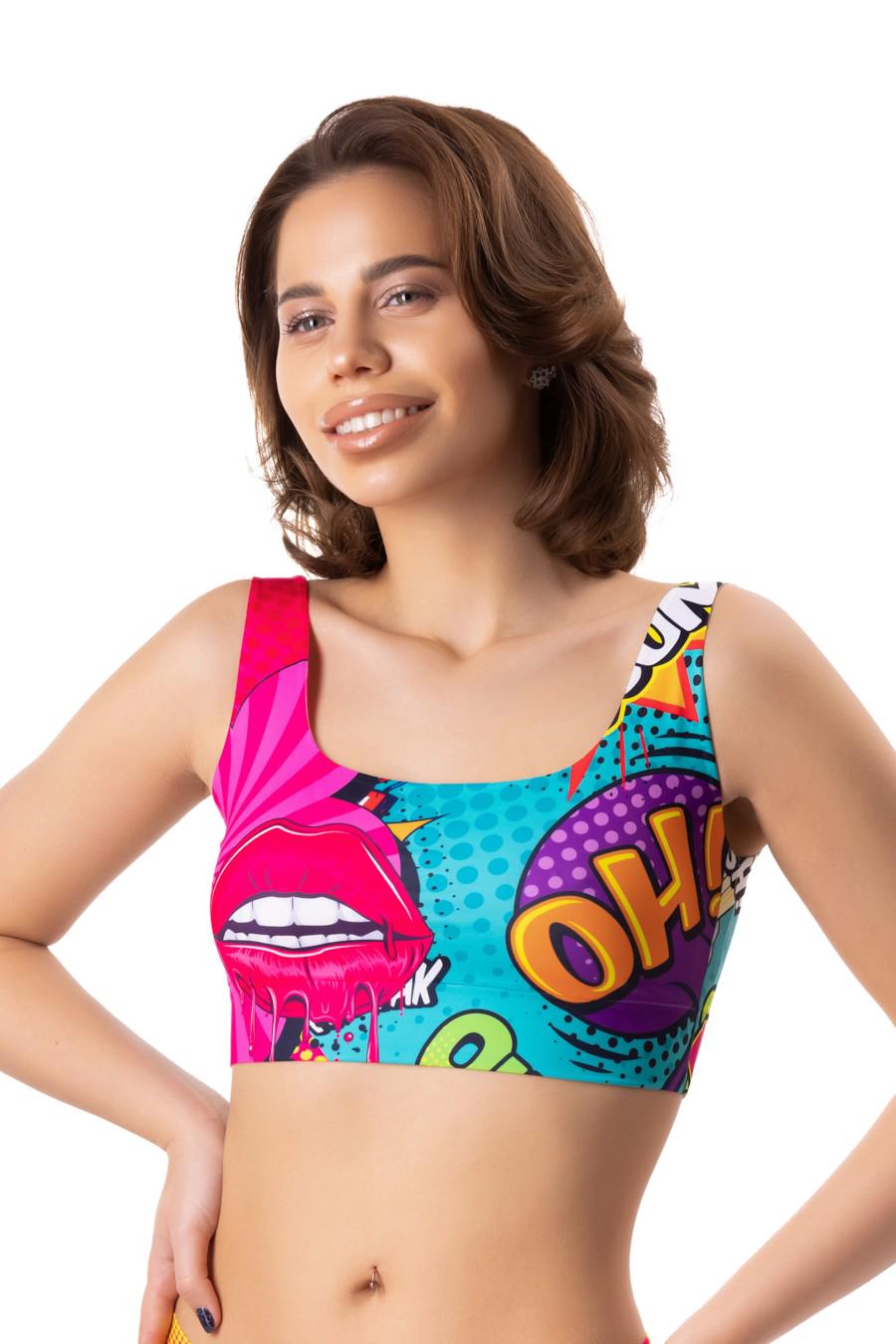 Топ с мягкой чашкой и трусики стринг Mememe р. 44/M принт Oh (71806)